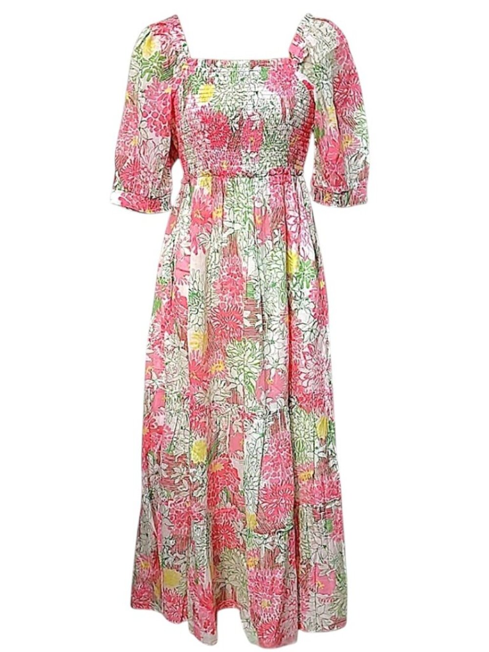 Lilly Pulitzer Hadly Smocked Maxi Dress in Mum Patch NWT - Size Small - Picture 1 of 8